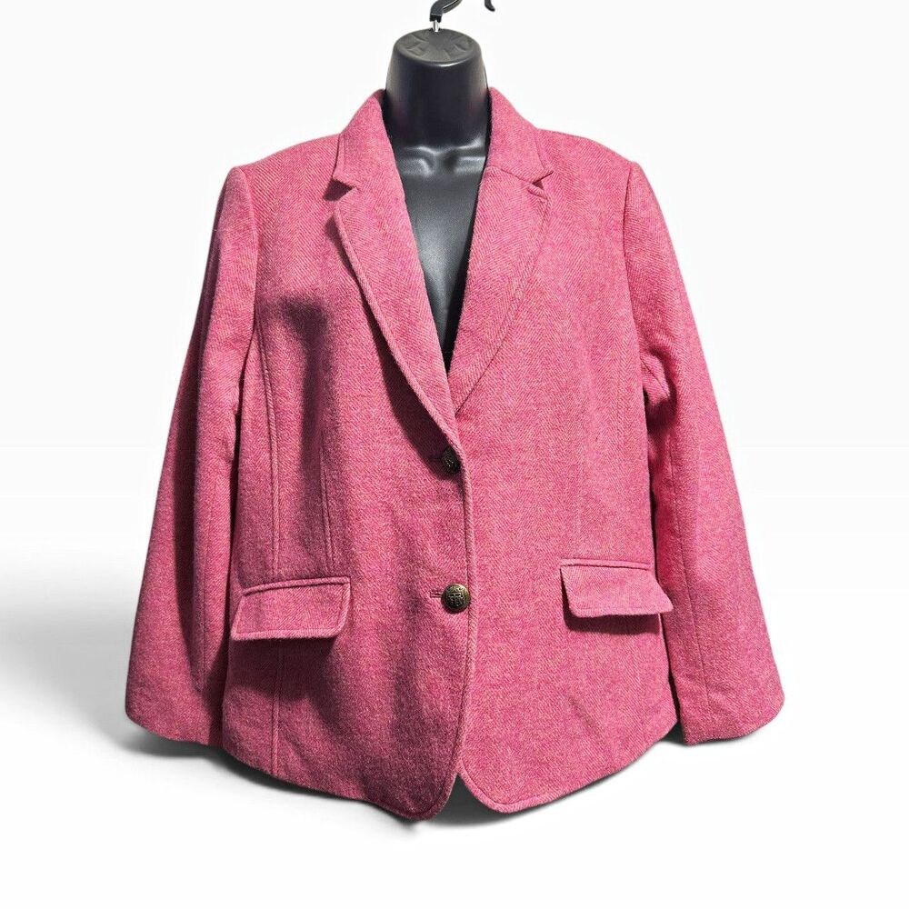 Talbots Aberdeen Pink Wool Blend Blazer 16P Academia Preppy Office Chic